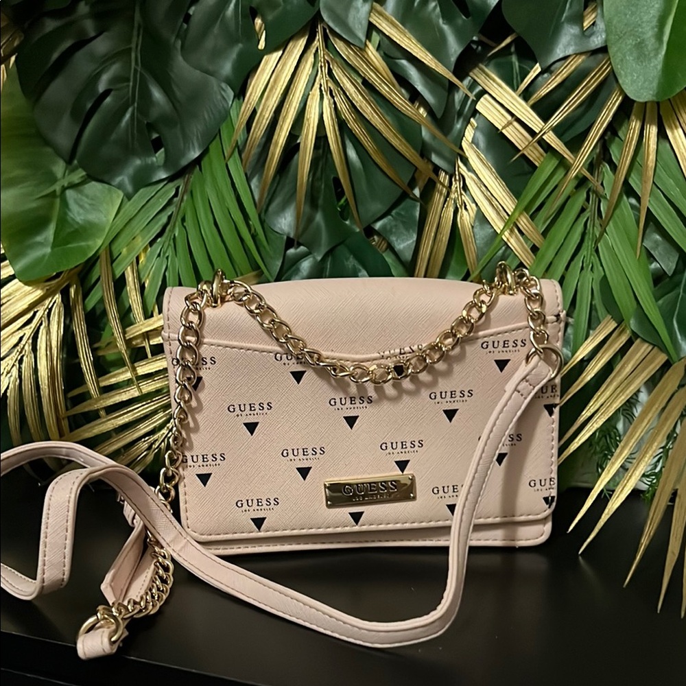 GUESS Pink Crossbody Bag with Gold Accents